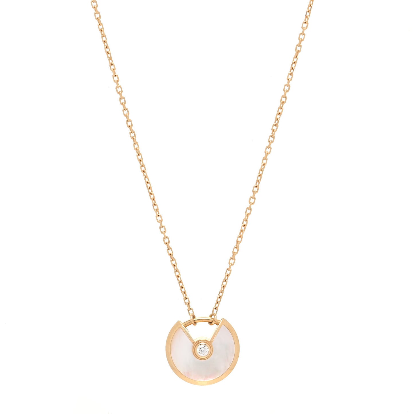 18K Yellow Gold Diamond Mother of Pearl XS Amulette de Cartier Pendant Necklace