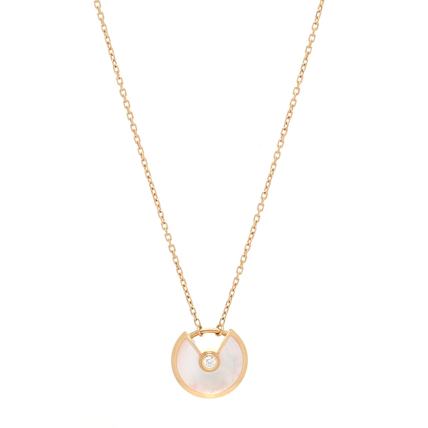 Cartier 18K Yellow Gold Diamond Mother of Pearl XS Amulette de Cartier Pendant Necklace 1 of 6