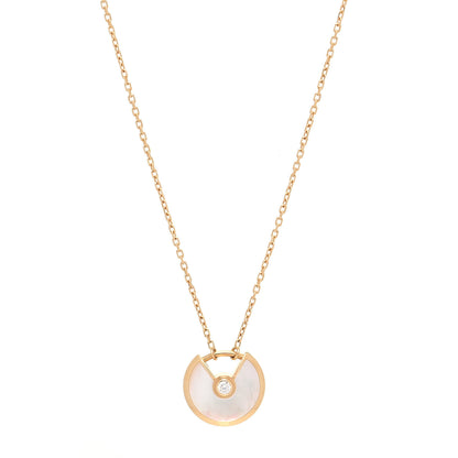 Cartier 18K Yellow Gold Diamond Mother of Pearl XS Amulette de Cartier Pendant Necklace 1 of 6