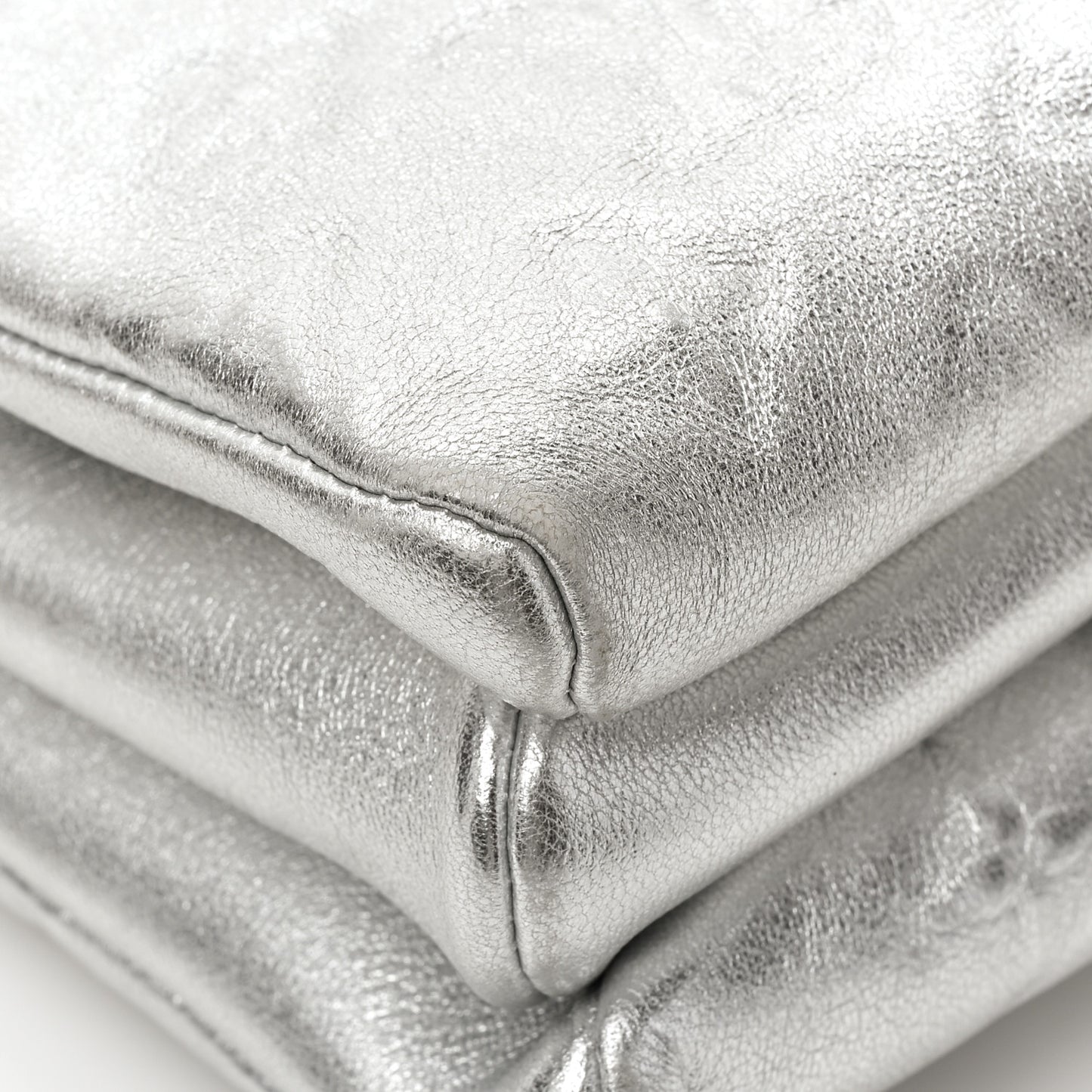Metallic Lambskin Embossed Monogram Coussin BB Silver