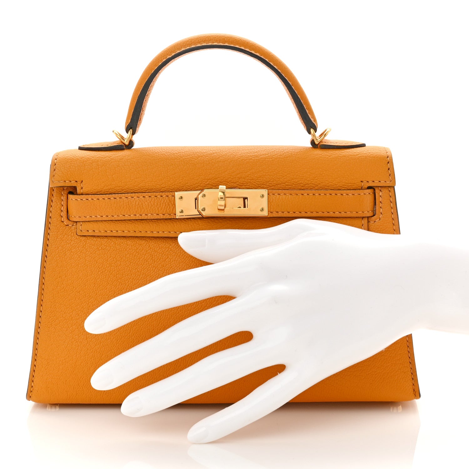 Hermes Chevre Mysore Mini Kelly Sellier 20 Jaune D'or 2 of 10