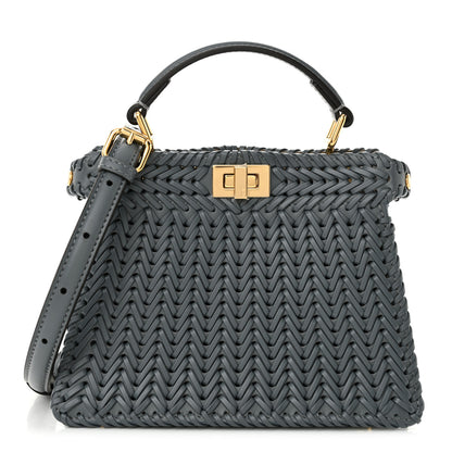 Fendi Vitello King Shiny Nappa Intreccio Petite Peekaboo I SEE U Satchel Tempesta 1 of 11