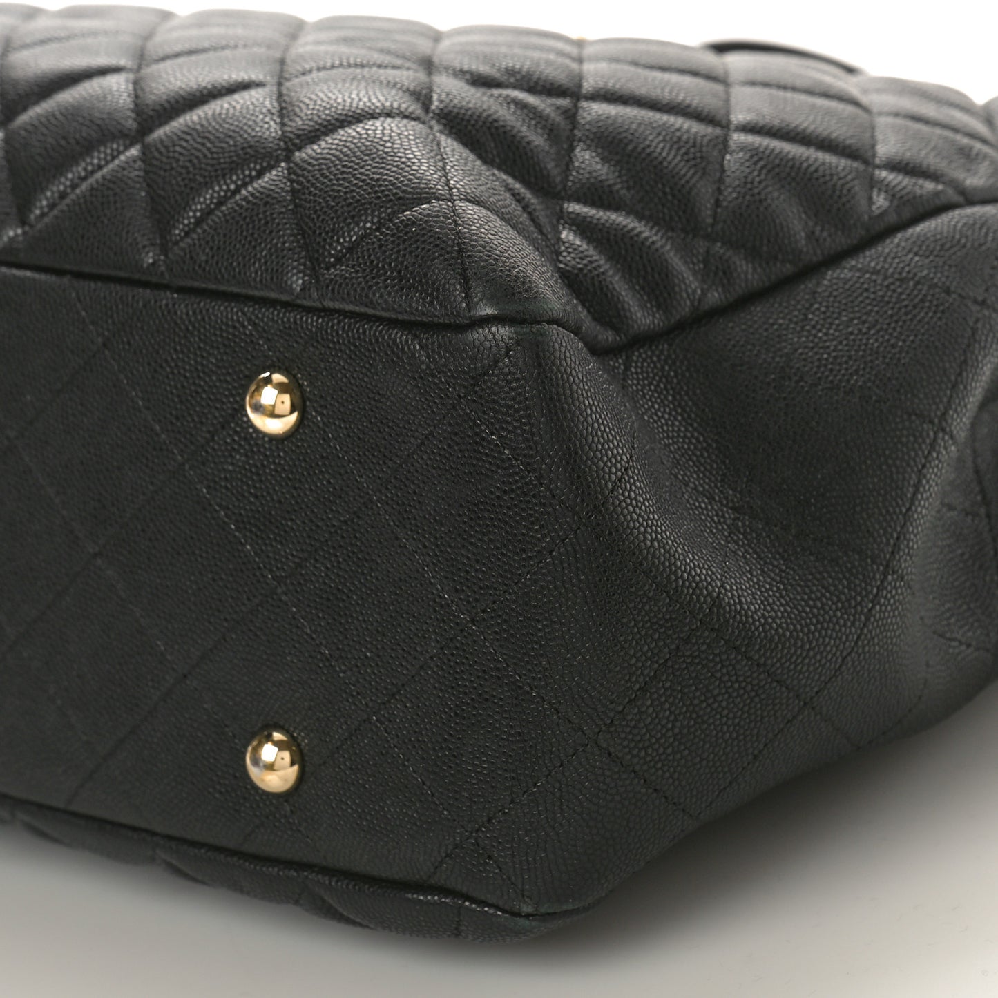 Caviar Quilted Large Shopping Tote Black