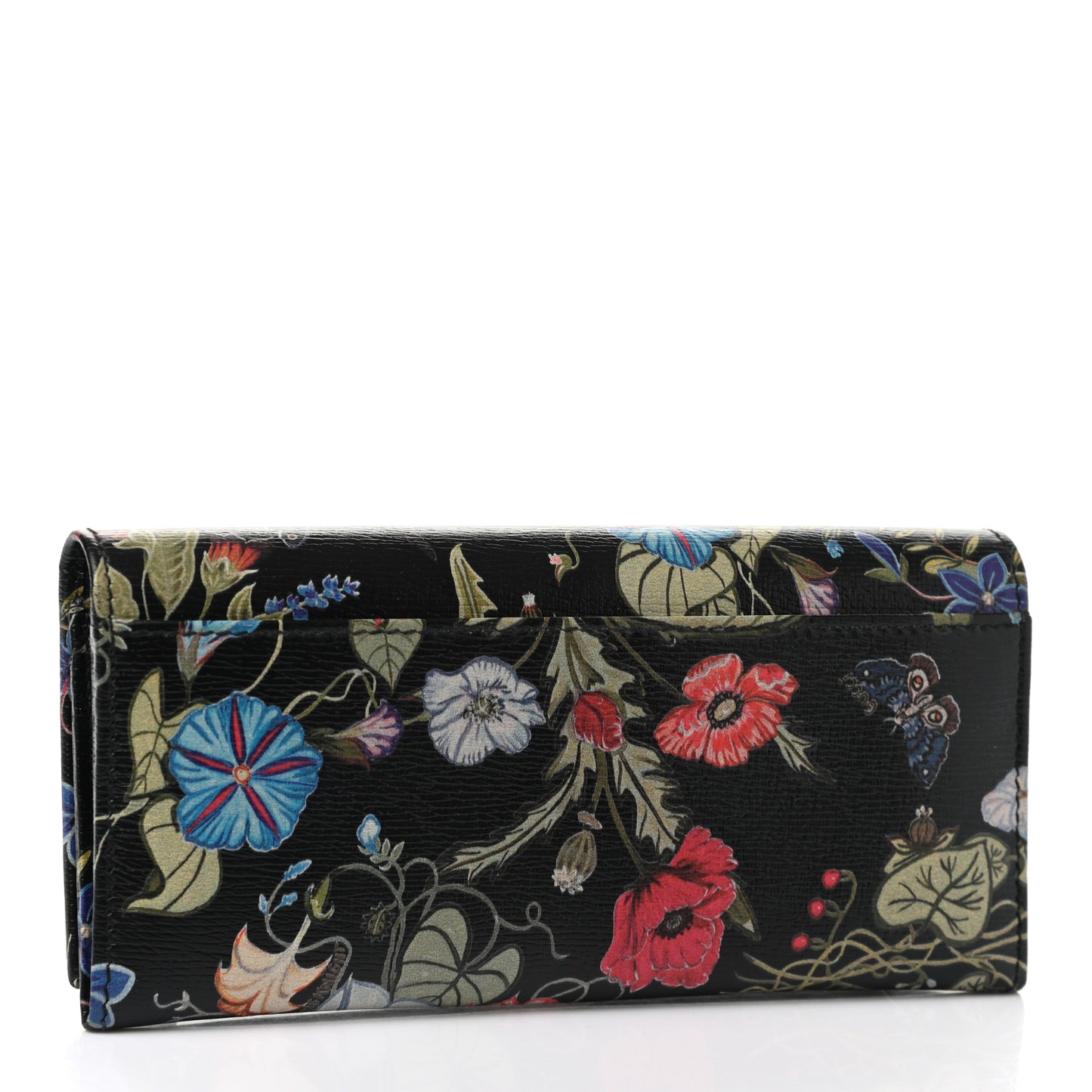 Shangai Calfskin Flora Knight Flap Wallet Black
