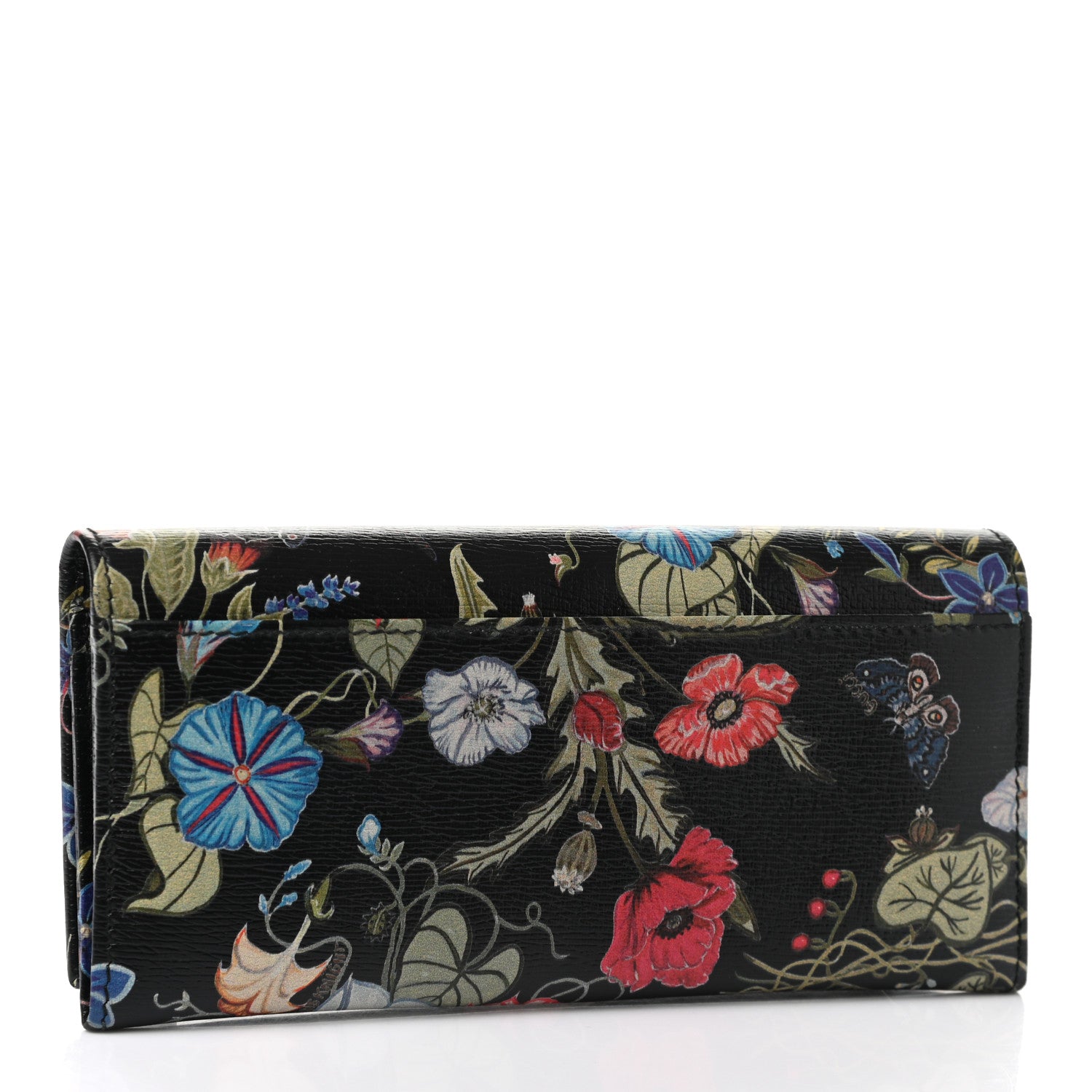 Gucci Shangai Calfskin Flora Knight Flap Wallet Black 3 of 9