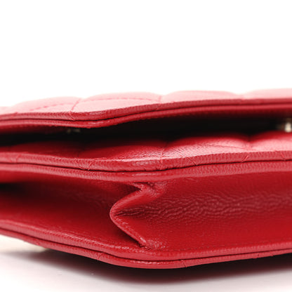 Chanel Caviar Quilted Wallet On Chain WOC Red 10 of 11