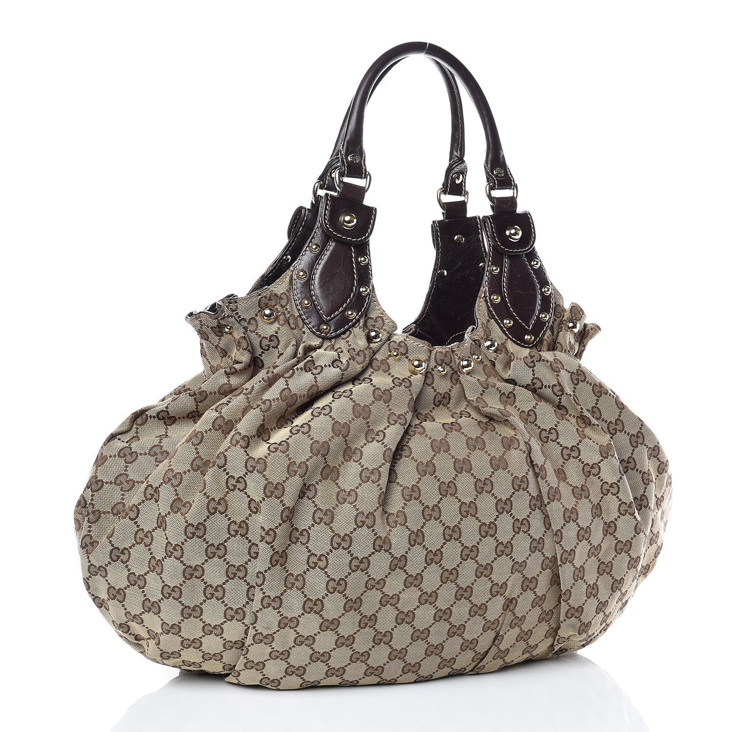 Monogram Studded Pelham Tote Dark Brown