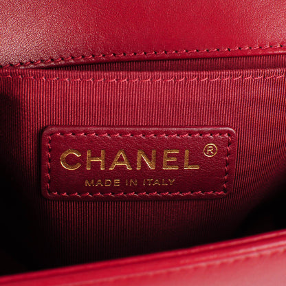 Chanel Lambskin Quilted Small Boy Flap Dark Red 7 of 8