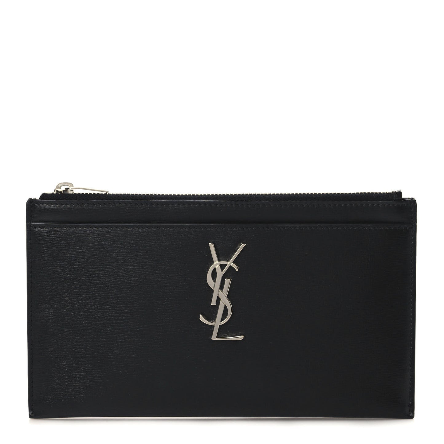 Smooth Calfskin Monogram Zip Bill Pouch Black