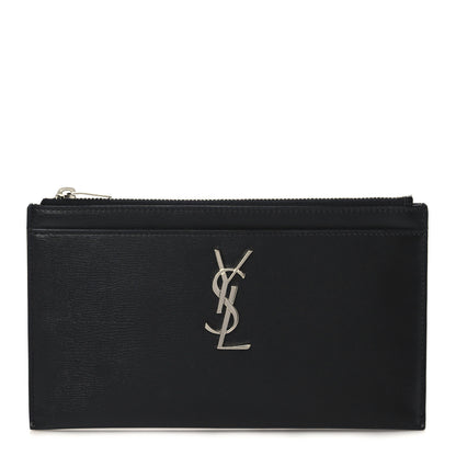 Saint Laurent Smooth Calfskin Monogram Zip Bill Pouch Black 1 of 8