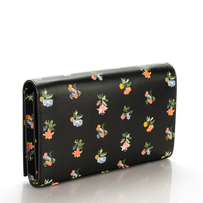 Saint Laurent Calfskin Prairie Flower Printed Monogram Wallet On Chain Black Multicolor 3 of 7