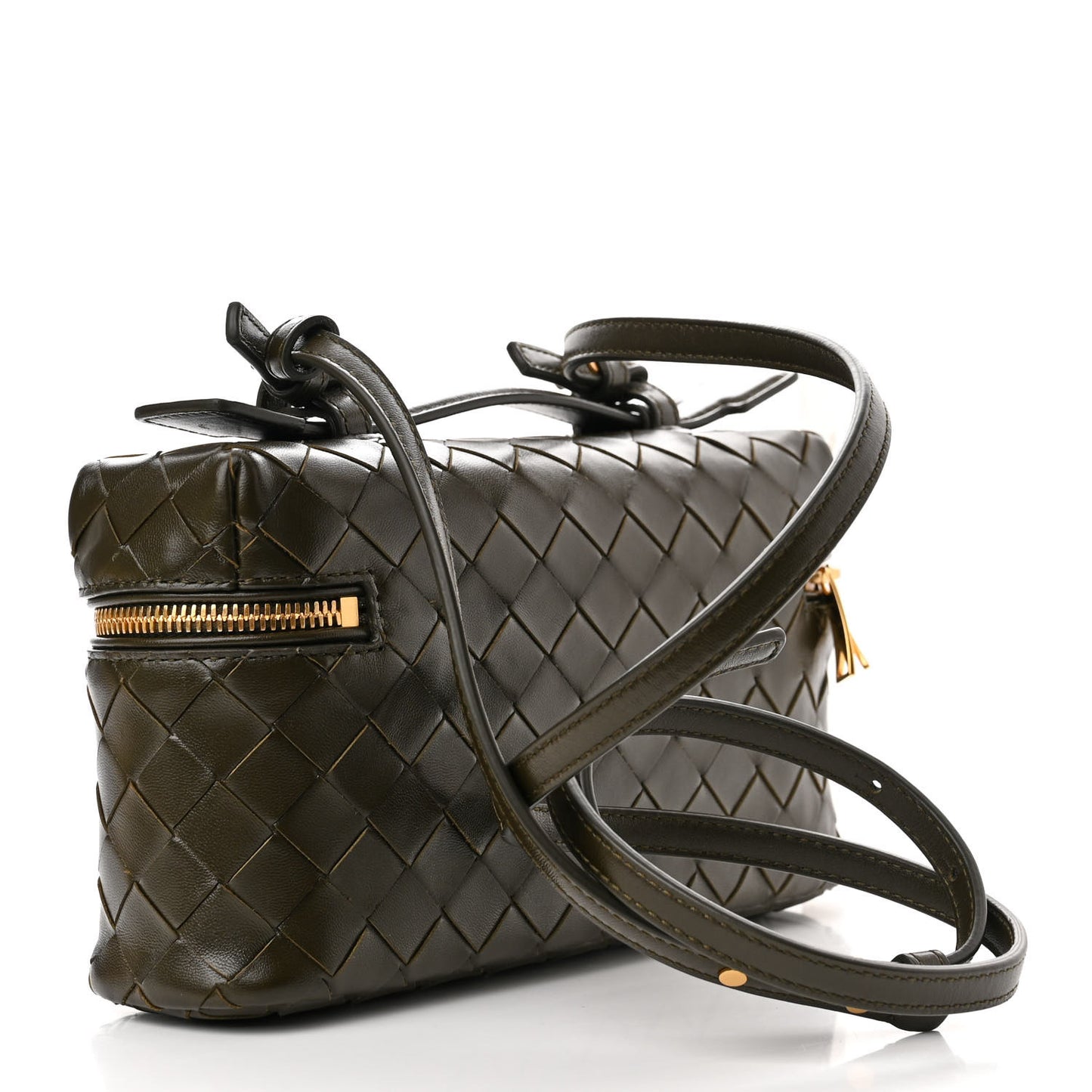 Calfskin Intrecciato Bang Bang Vanity Case Kaki