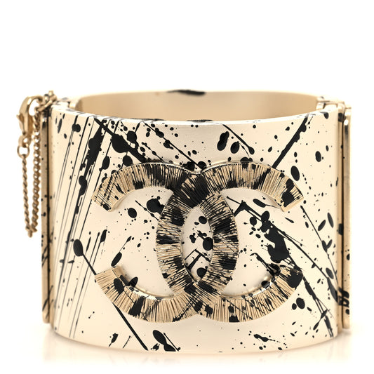 Matte Jackson Pollock Splattered Paint CC Cuff Ivory
