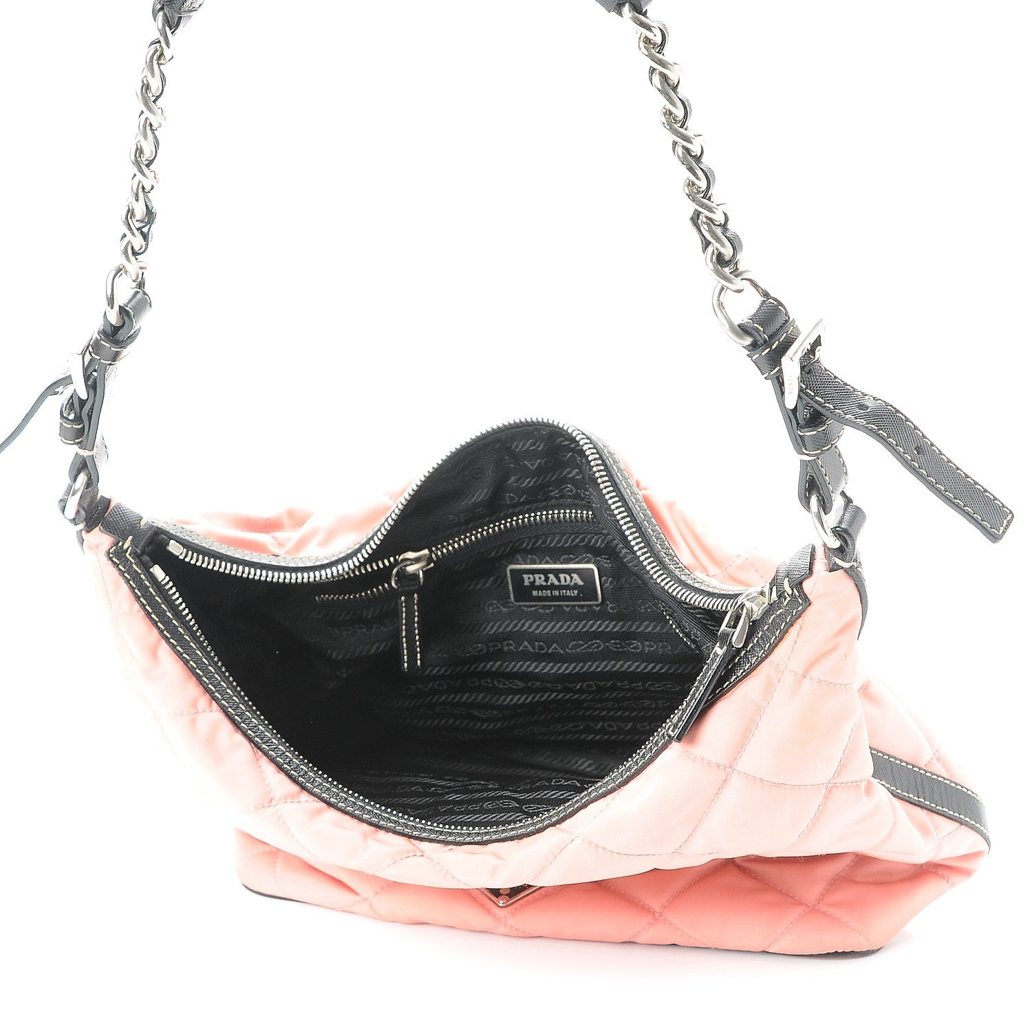 Prada Tessuto Nylon Impuntutato Quilted Shoulder Bag Rosa Black 5 of 9