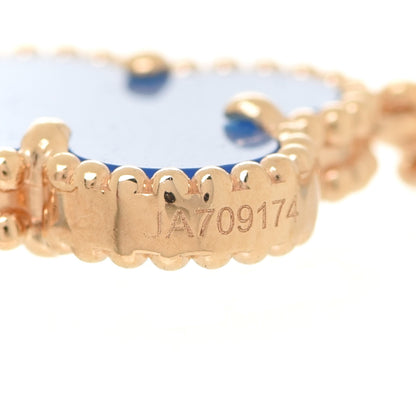 Van Cleef & Arpels 18K Yellow Gold Blue Agate 10 Motifs Vintage Alhambra Necklace 6 of 7