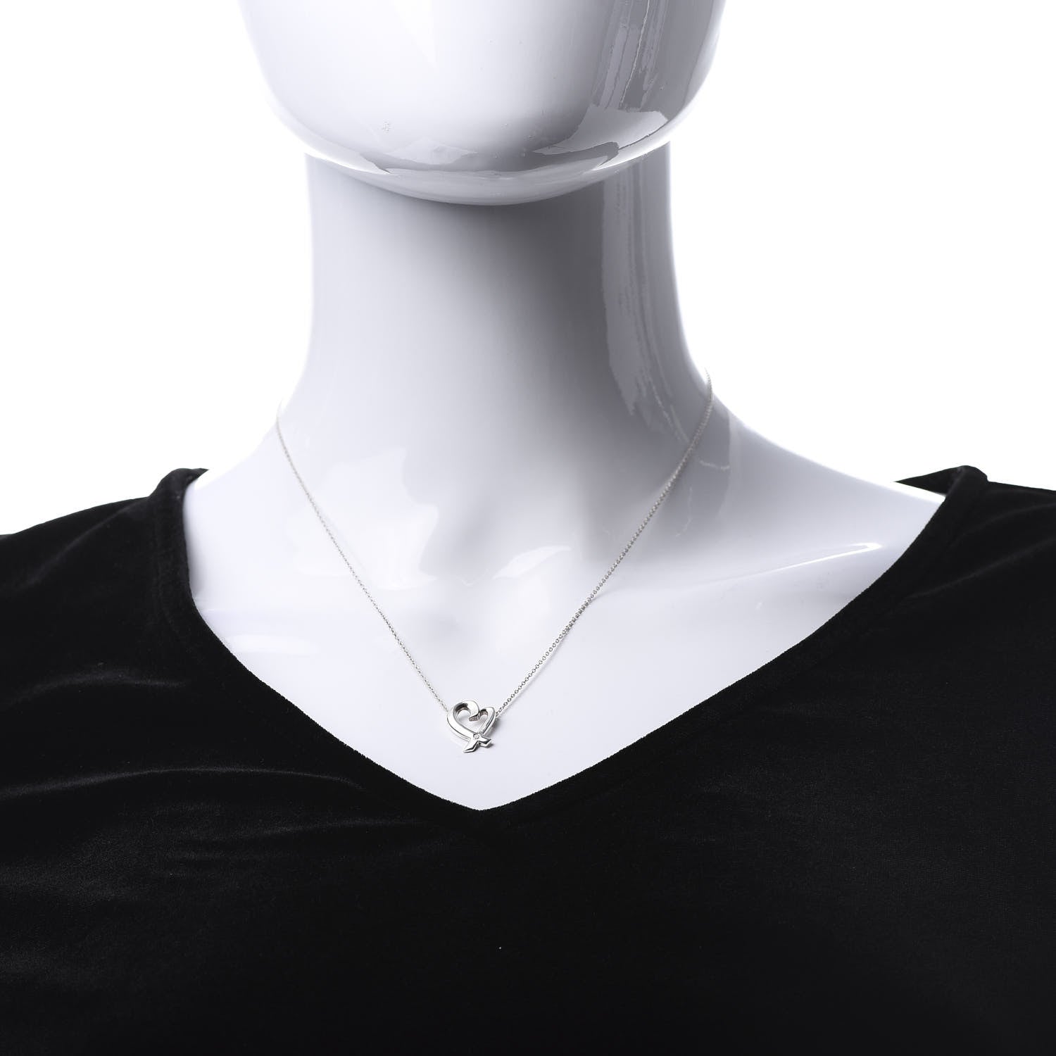 Tiffany Sterling Silver Diamond Paloma Picasso Loving Heart Necklace 2 of 6