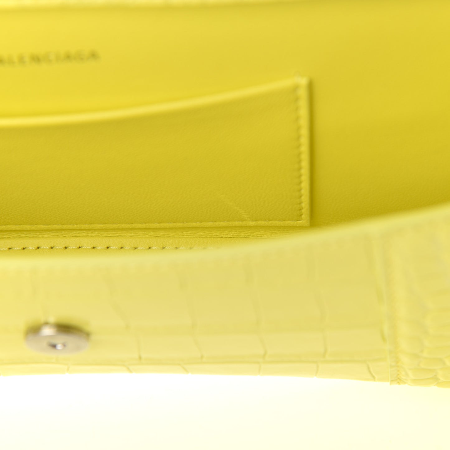 Shiny Calfskin Crocodile Embossed Hourglass Stretch Sling Shoulder Bag Light Yellow