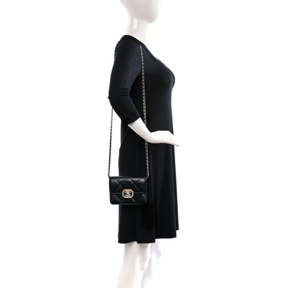 Chanel Calfskin Strass Quilted Clutch With Chain Flap Black 2 of 10