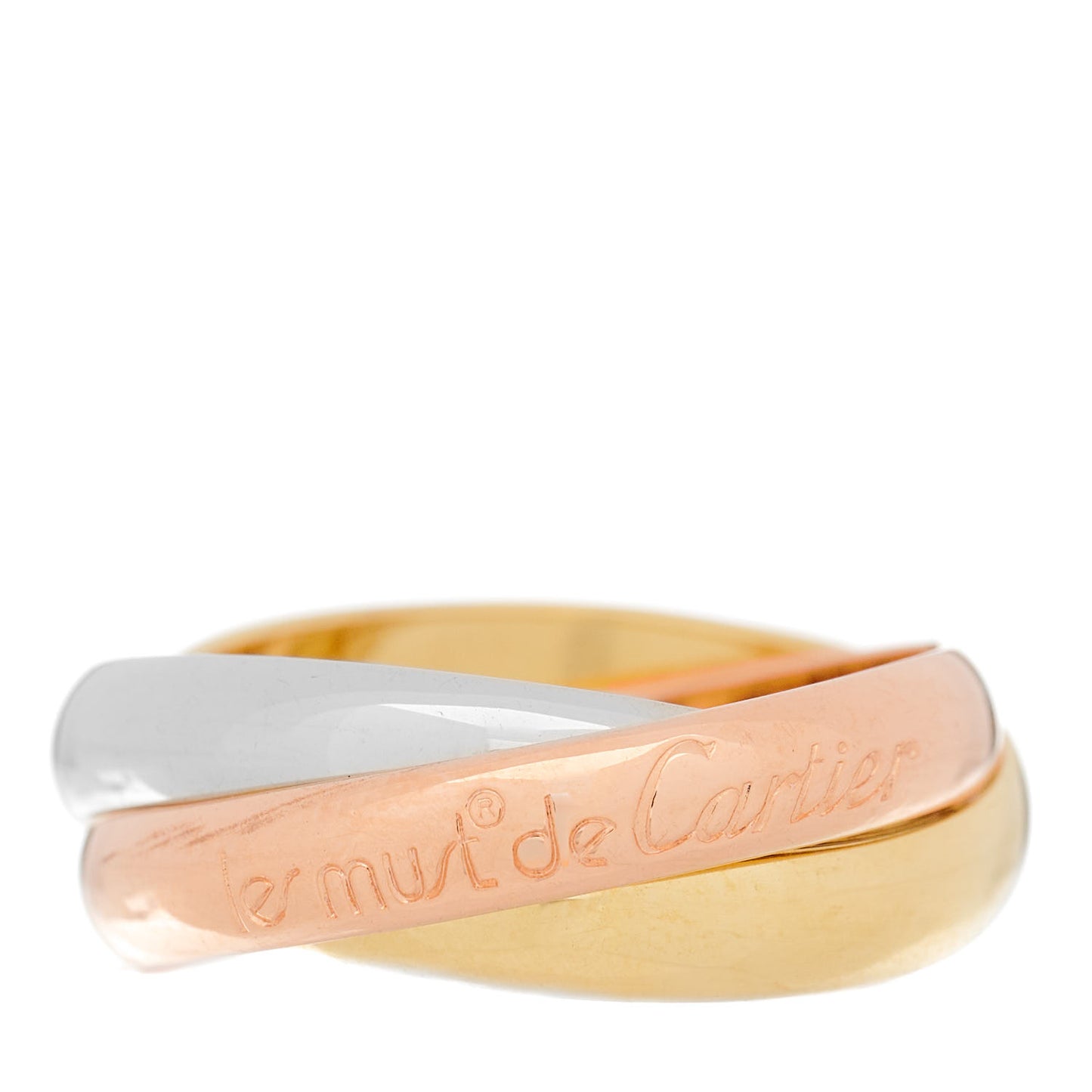 18K Pink Yellow White Gold Classic Les Must De Cartier Trinity Ring 52 6