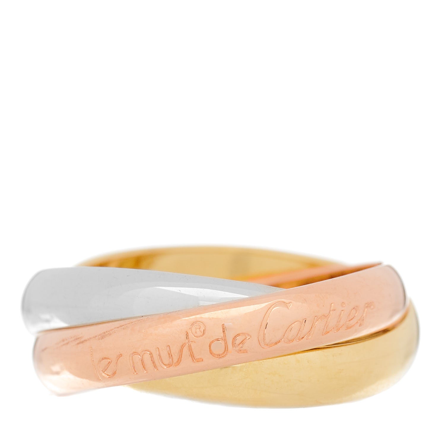 Cartier 18K Pink Yellow White Gold Classic Les Must De Cartier Trinity Ring 52 6 2 of 11
