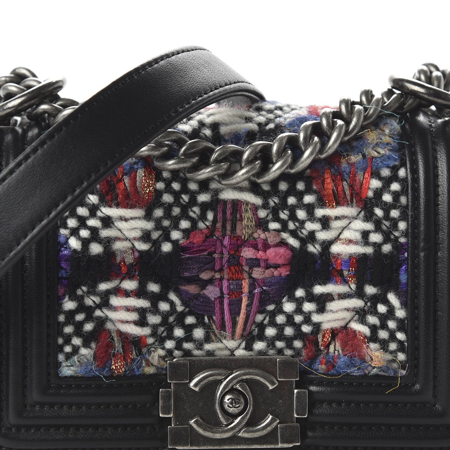 Chanel Lambskin Tweed Mini Boy Flap Black 10 of 14