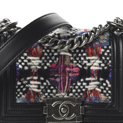 Chanel Lambskin Tweed Mini Boy Flap Black 10 of 14