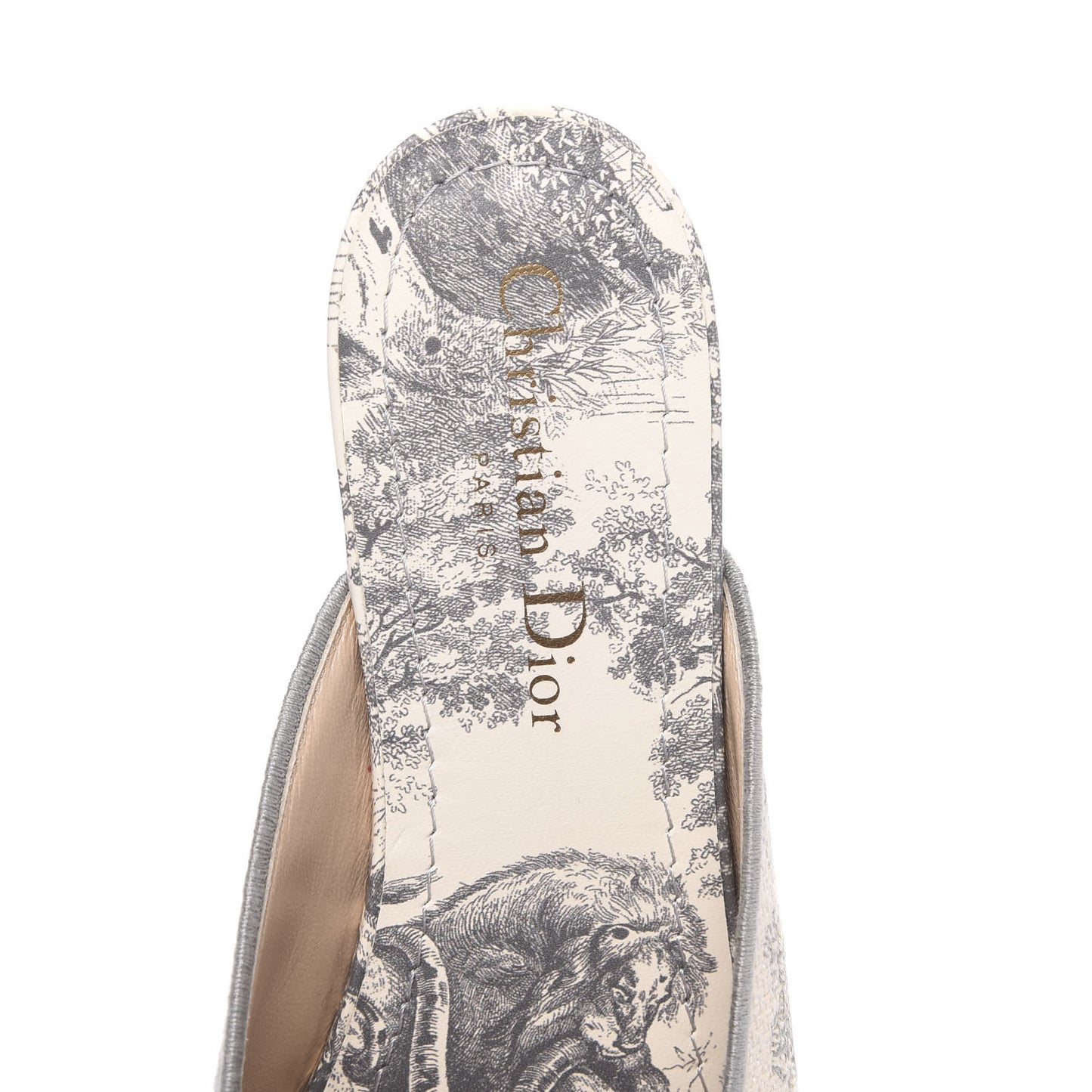 Canvas Cotton Embroidered Dioriviera Mules 36.5 Gray