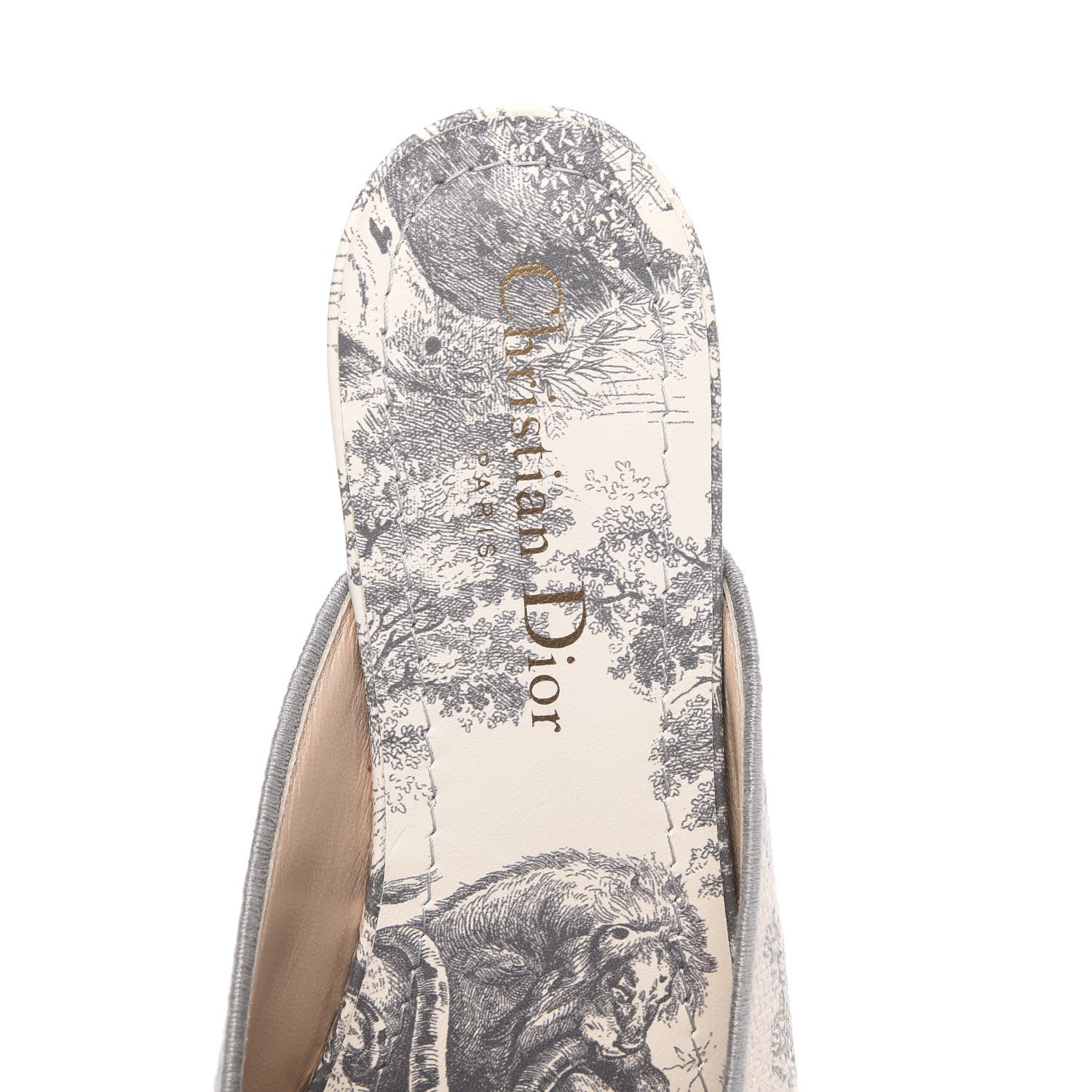Christian Dior Canvas Cotton Embroidered Dioriviera Mules 36.5 Gray 6 of 8
