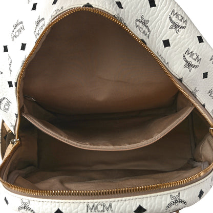 MCM Metallic Visetos Striped Medium Stark Backpack White Beige 5 of 16