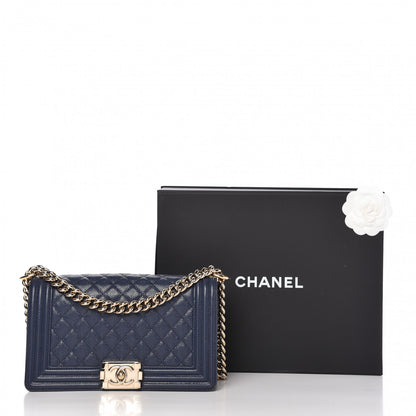 Chanel Caviar Quilted Medium Boy Flap Blue 18 of 19