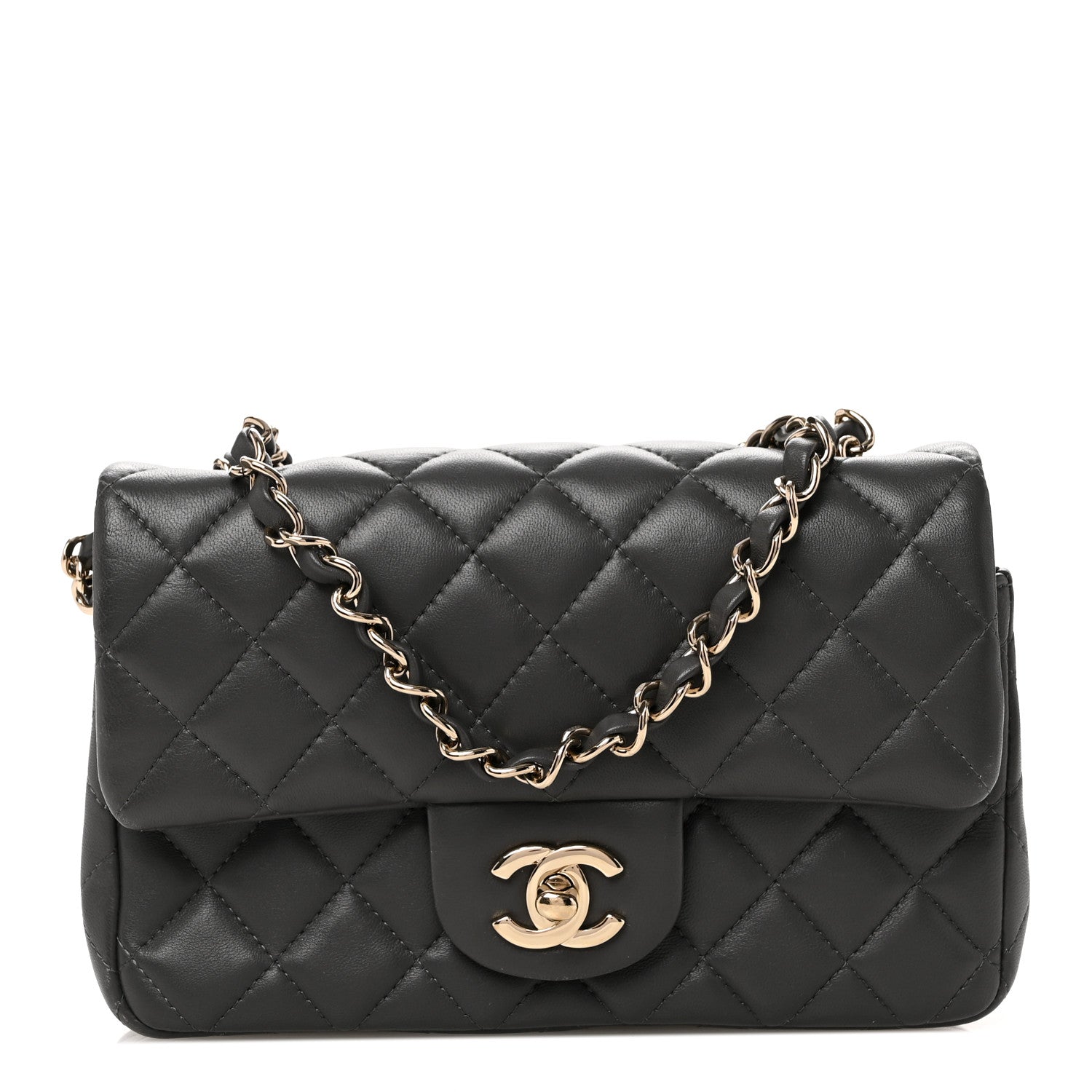 Chanel Lambskin Quilted Mini Rectangular Flap Dark Grey 1 of 11