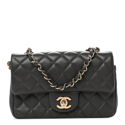 Chanel Lambskin Quilted Mini Rectangular Flap Dark Grey 1 of 11