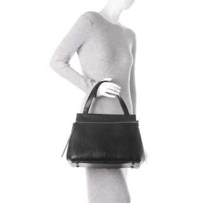 Celine Python Smooth Calfskin Medium Edge Shoulder Bag Black 2 of 6