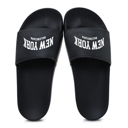 Balenciaga Rubber New York Womens Pool Slide Sandals 39 Black 2 of 10