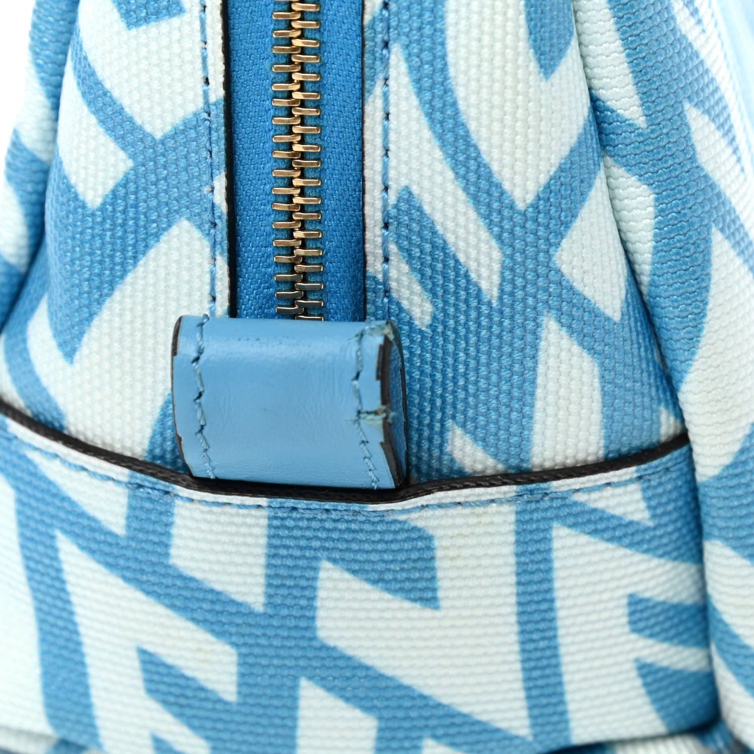 Fendi X SARAH COLEMAN Glazed Canvas Vitello King FF Vertigo Small Trapezoid Beauty Pouch Cyber Blue White 9 of 10