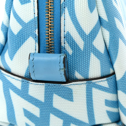Fendi X SARAH COLEMAN Glazed Canvas Vitello King FF Vertigo Small Trapezoid Beauty Pouch Cyber Blue White 9 of 10