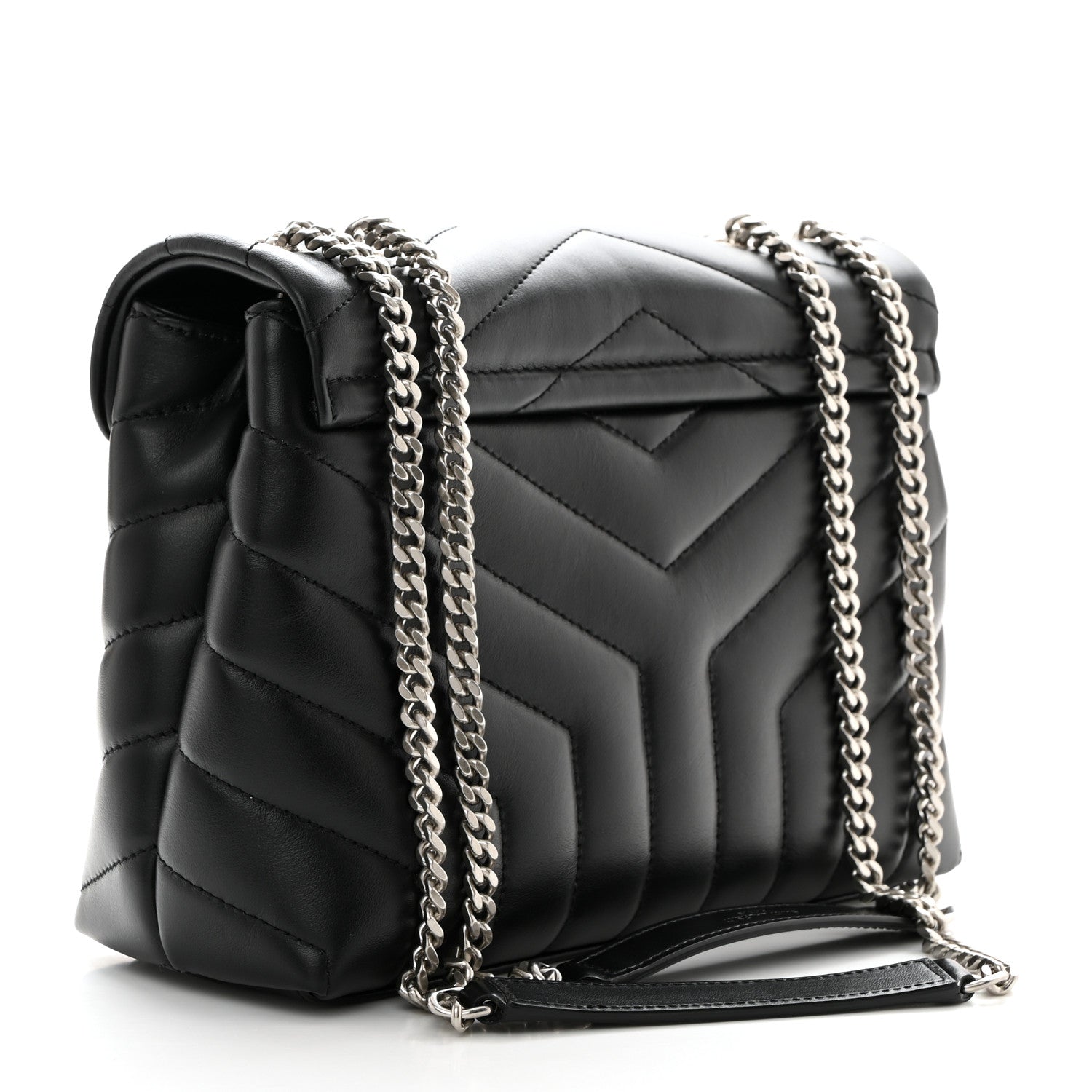 Saint Laurent Calfskin Y Quilted Monogram Small Loulou Chain Satchel Black 2 of 10
