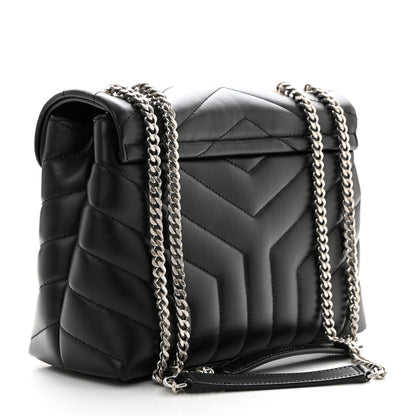 Saint Laurent Calfskin Y Quilted Monogram Small Loulou Chain Satchel Black 2 of 10