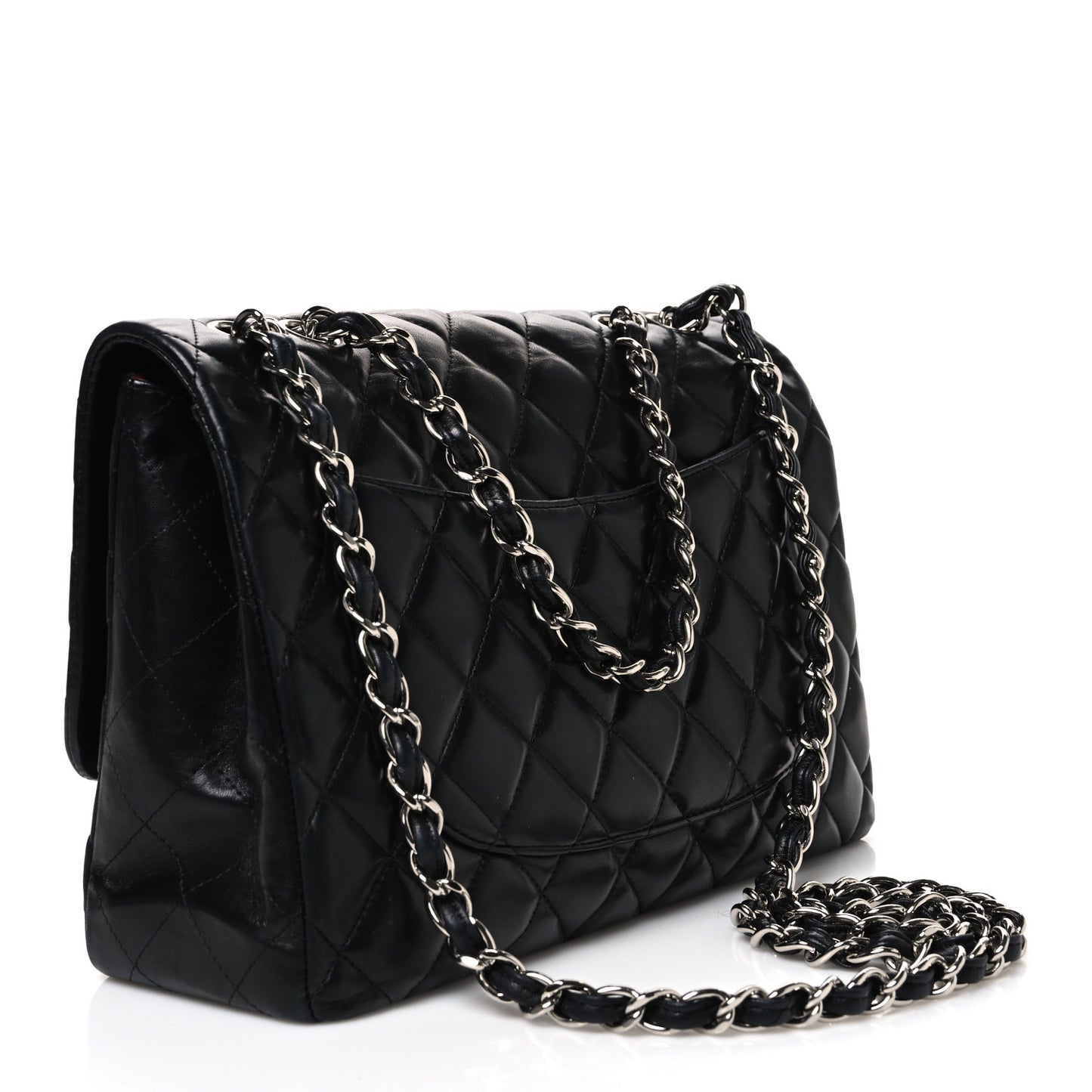 Lambskin Quilted Jumbo Single Flap Black