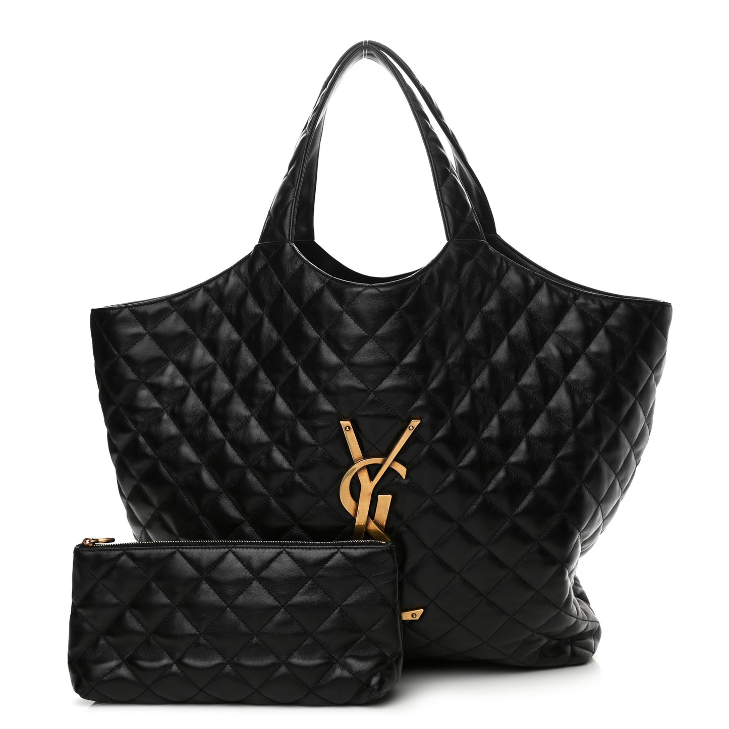 Lambskin Quilted Maxi Icare Shopping Tote Black
