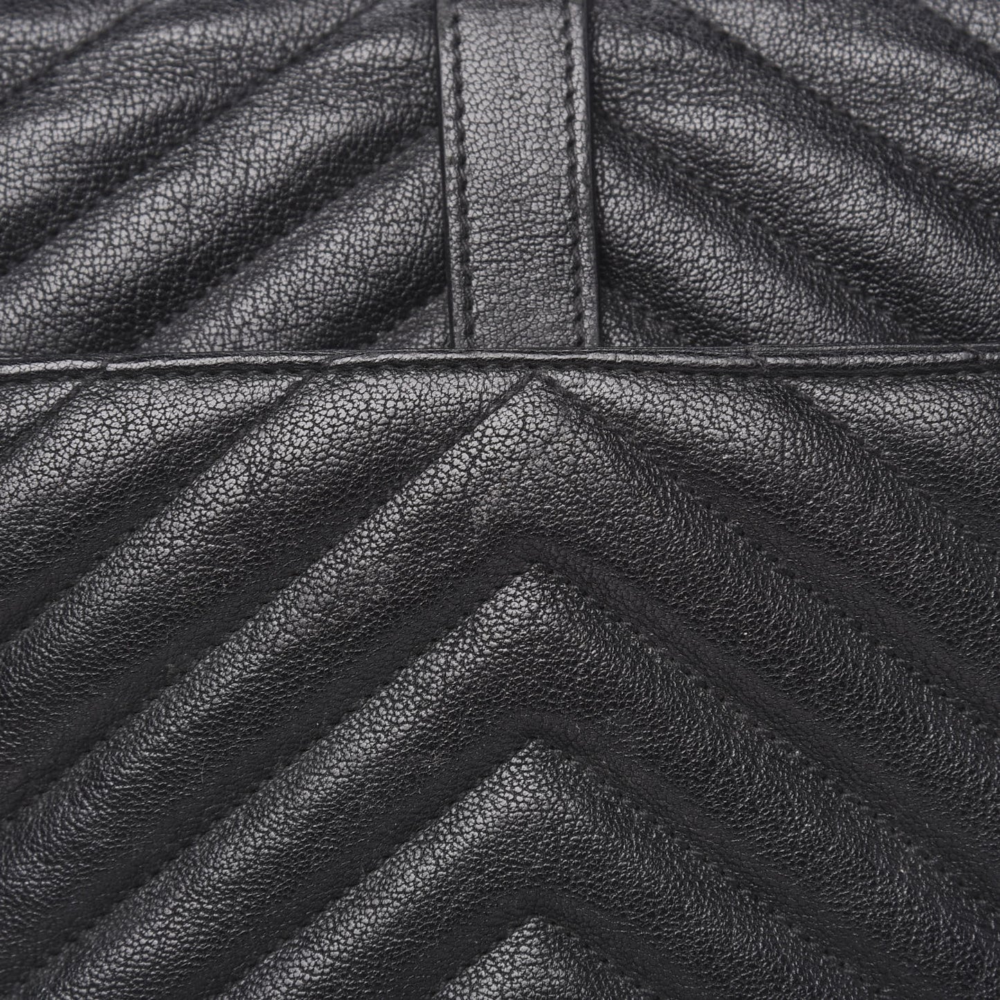 Sheepskin Matelasse Chevron Monogram Medium College Bag Black