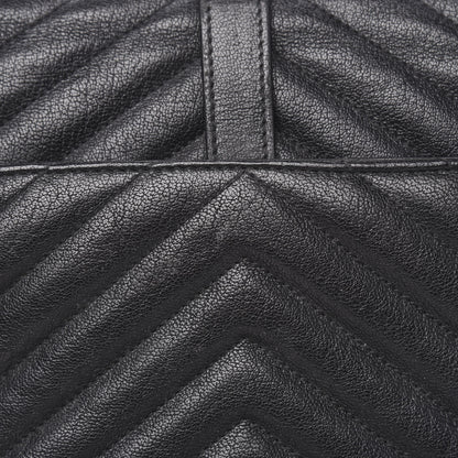 Saint Laurent Sheepskin Matelasse Chevron Monogram Medium College Bag Black 12 of 15