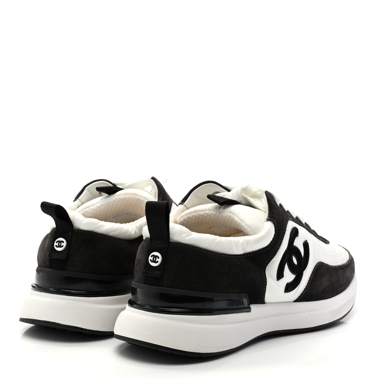 Nylon Suede Calfskin CC Sneakers 39 White Dark Grey