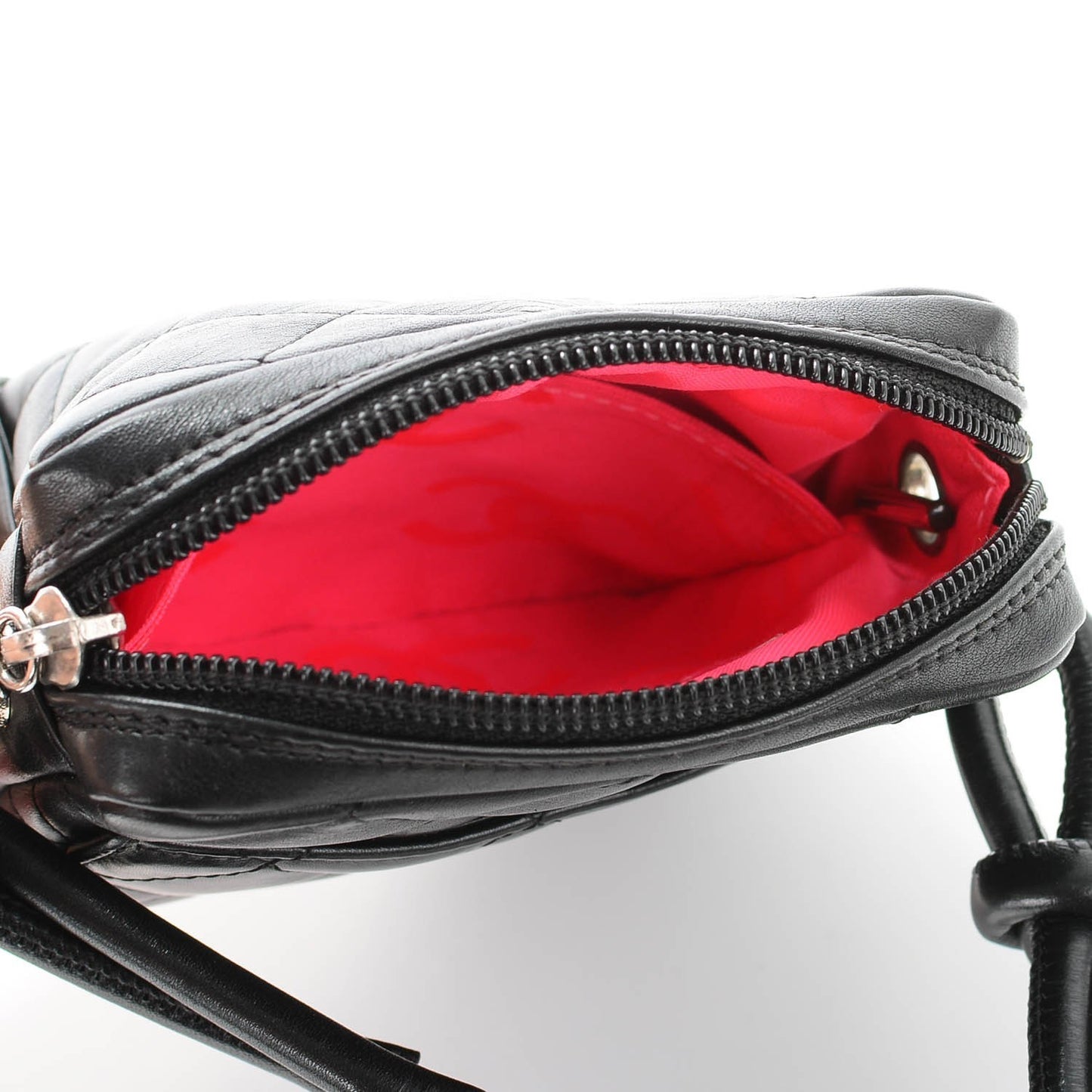 Calfskin Quilted Small Cambon Messenger Black