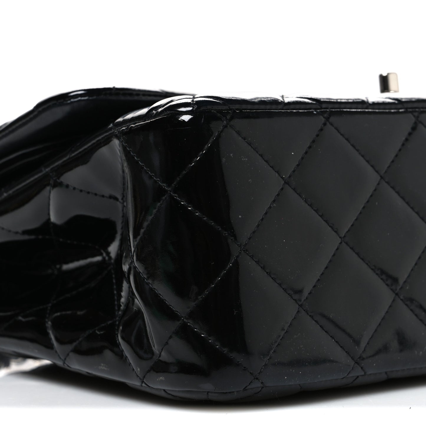Patent Quilted Jumbo Double Flap Black