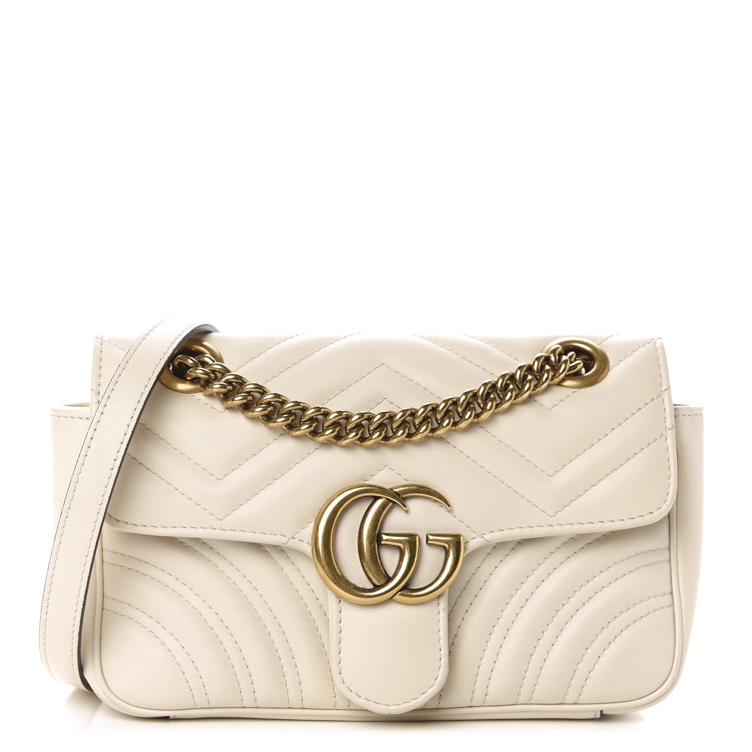 Gucci Calfskin Matelasse Mini GG Marmont Shoulder Bag White 1 of 13