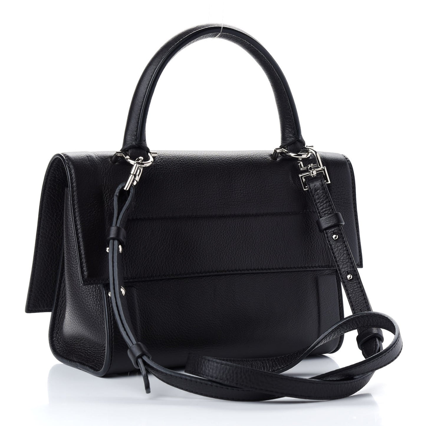 Grained Calfskin Mini Shark Lock Satchel Black