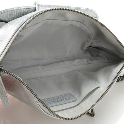 Chanel Metallic Grained Calfskin Quilted Casual Rock Waist Bag Fanny Pack Silver 5 of 7