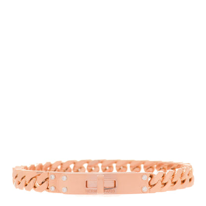 Hermes 18K Rose Gold Diamond PM Kelly Chaine Bracelet SH 1 of 6