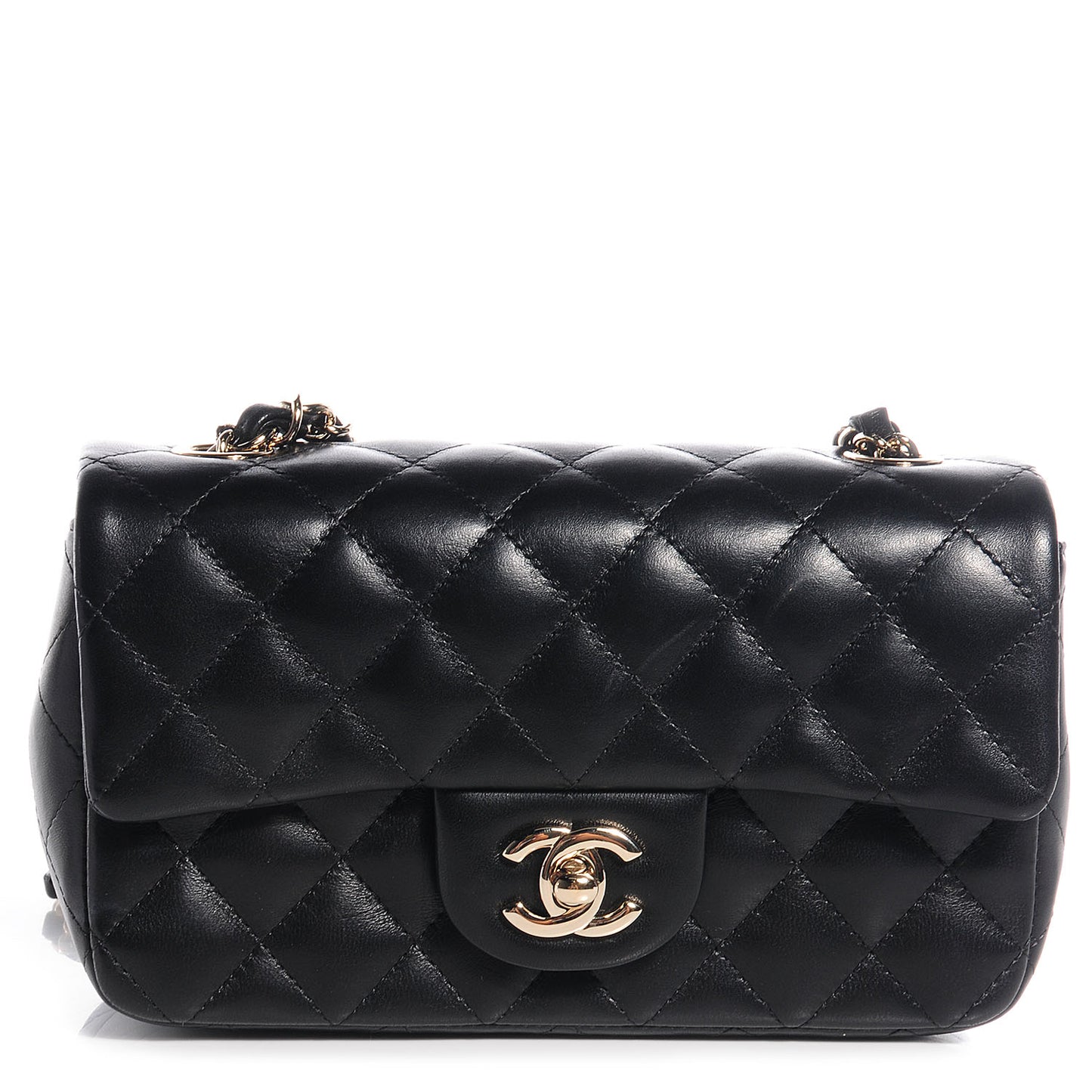 Lambskin Quilted Valentine Charms Mini Rectangular Flap Black